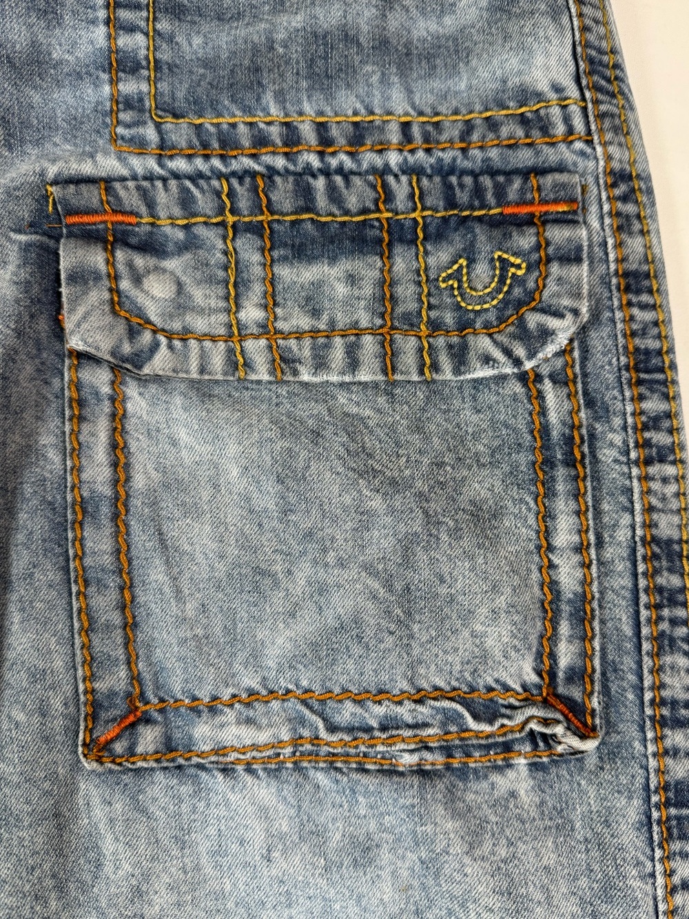 TRUE RELIGION Womens Jessie Super Baggy Cargo Big T Jogger Jeans 28 Y2K Skater - Picture 7 of 16